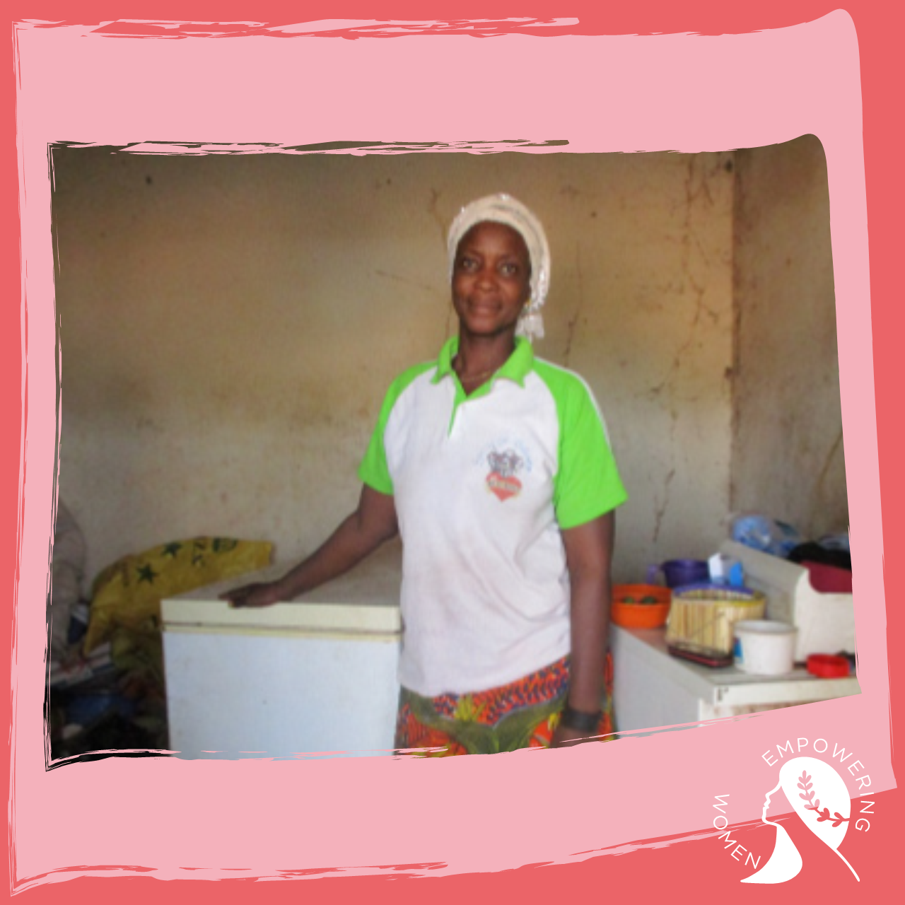 When I started my business, I didn't get help from anyone. I sold my products on the side of the road and I didn't have a refrigerator to store the water and juices in. I was cooking over a wood fire. In early 2017, a facilitator came to our neighborhood women's group to tell us about YIKRI** and microcredit. Today, I cook on a gas stove, have dishes, pots, a cart and a refrigerator for water and juices."